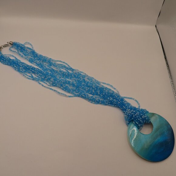 Light Blue Seed Bead Necklace - Picture 2 of 6